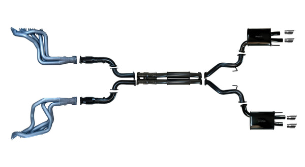 Ford Mustang (7th Generation S650) 2023 to Present 5.0L V8 Coyote 3 Inch Exhaust System with Ceramic Coated Headers and Cats, Quad Tip Rear (Will fit RH Drive Only)